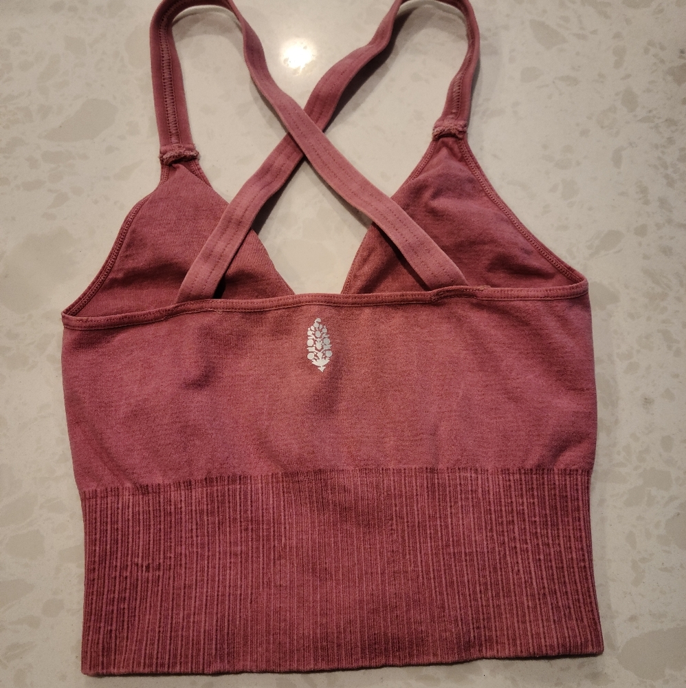 NEW Free People Movement Good Karma Boho Crop Sports Bra in Dried Rose XS/S - Picture 6 of 11
